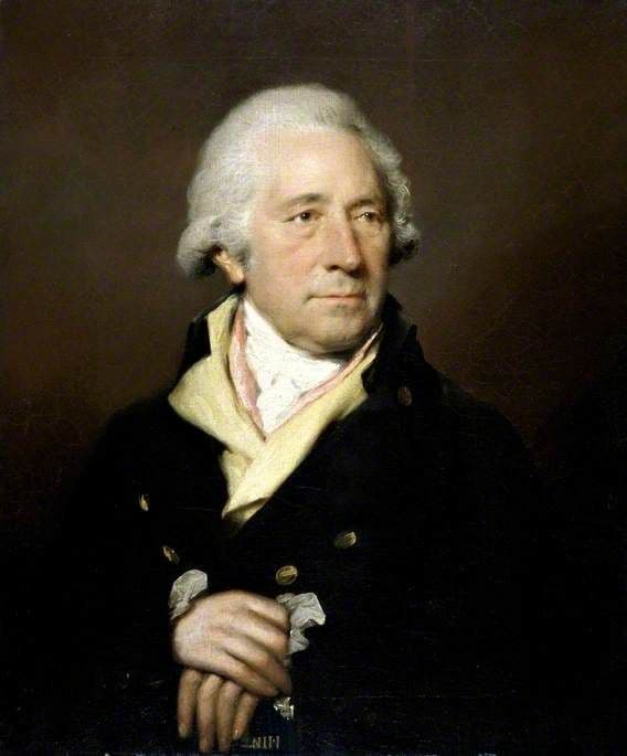 Oil portrait of an elderly Matthew Boulton in a dark coat with white hair.