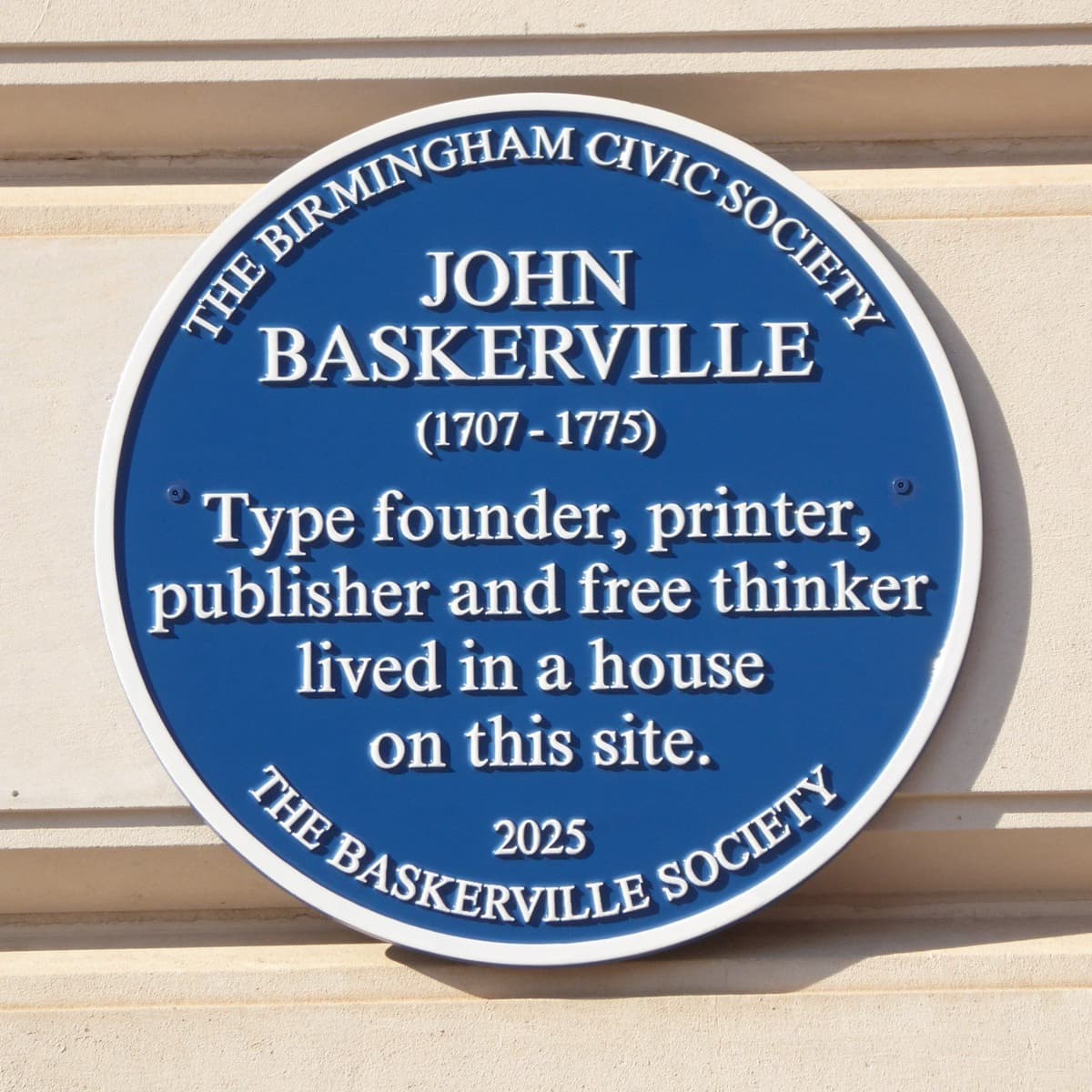 Blue plaque to John Baskerville.