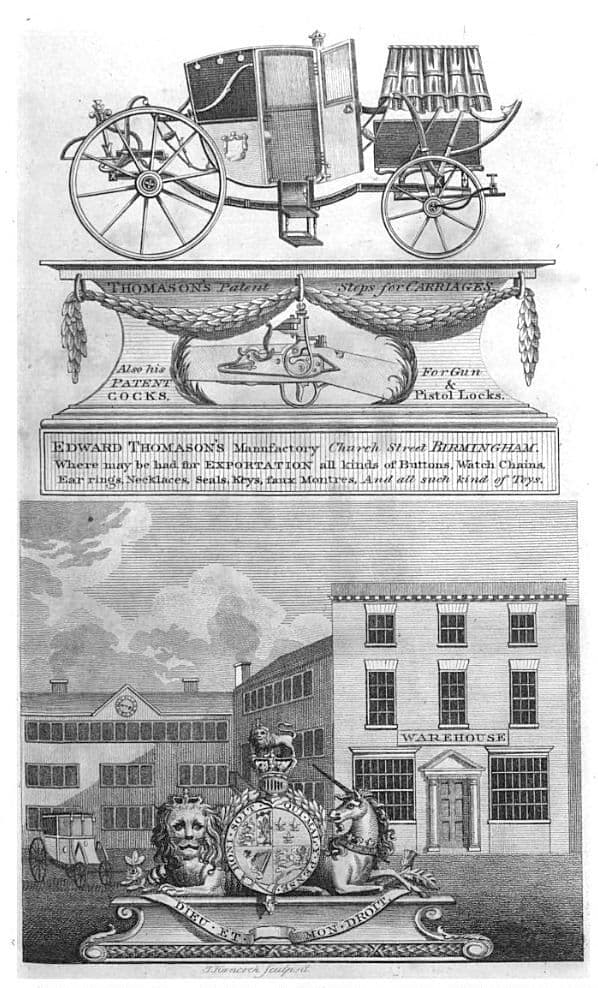 Engraved directory plate advertising Thomason’s folding carriage steps.