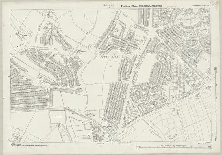 Detailed 1937 map of College Road and western Perry Common with new estate roads, the isolation hospital and the Jewish burial ground