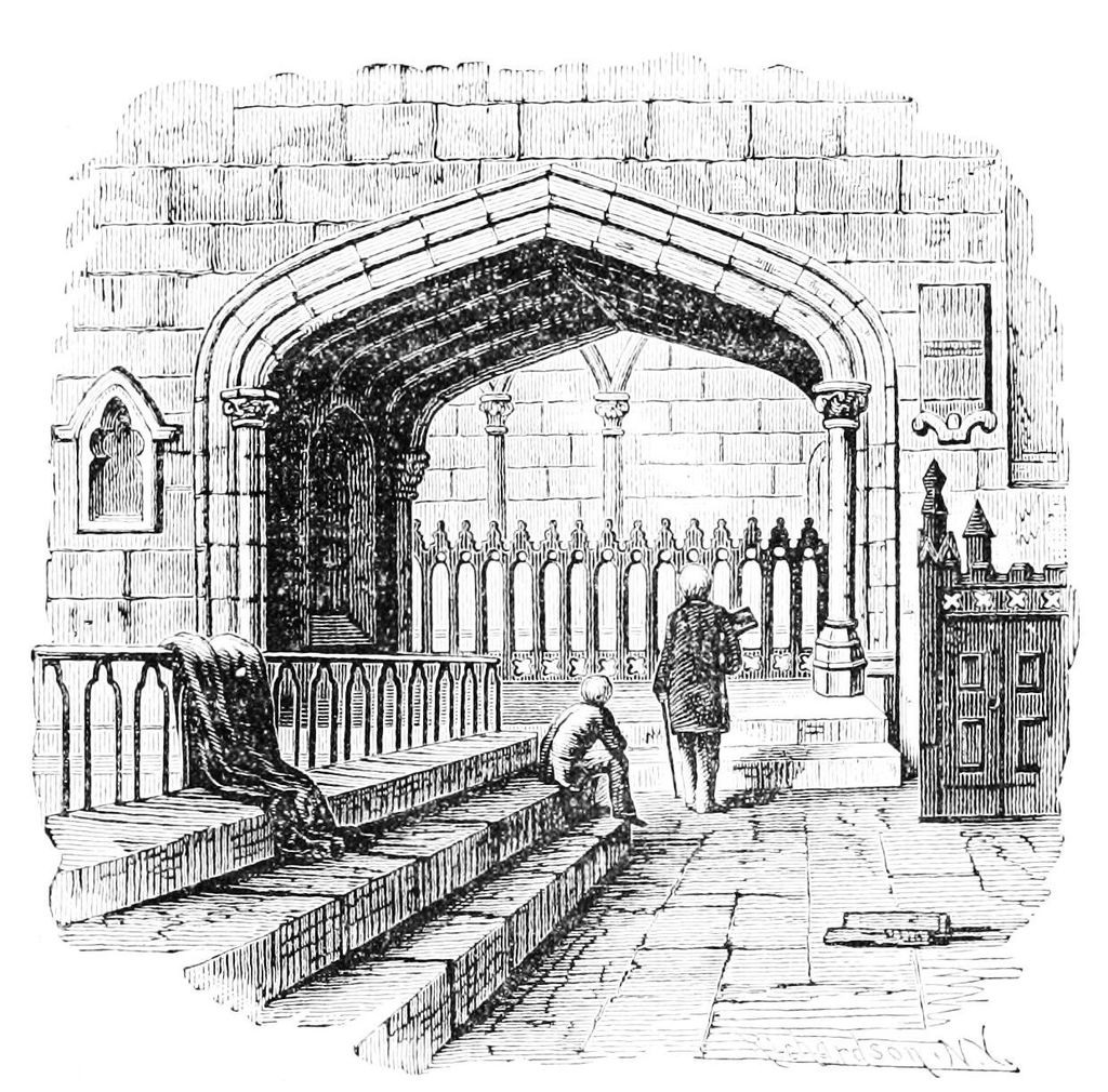 Engraving titled Tomb of James Watt, showing the Watt monument.