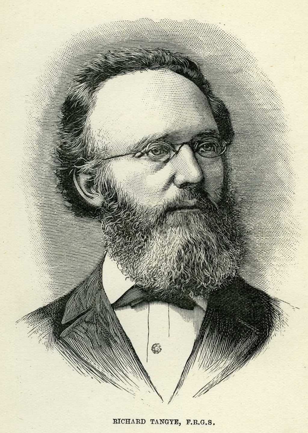 Engraved portrait of a bearded Victorian man in a dark coat.