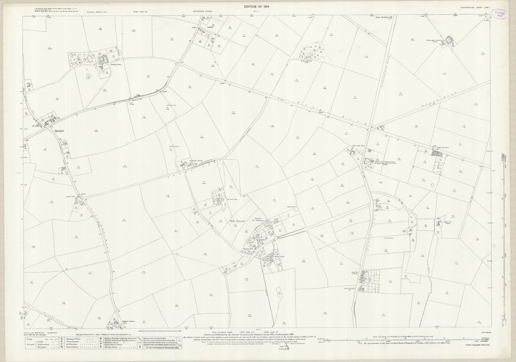 Ordnance Survey 25-inch map of 1914 showing open fields, hedgerows and scattered farms where the Kingstanding estate and the Circle would later be built